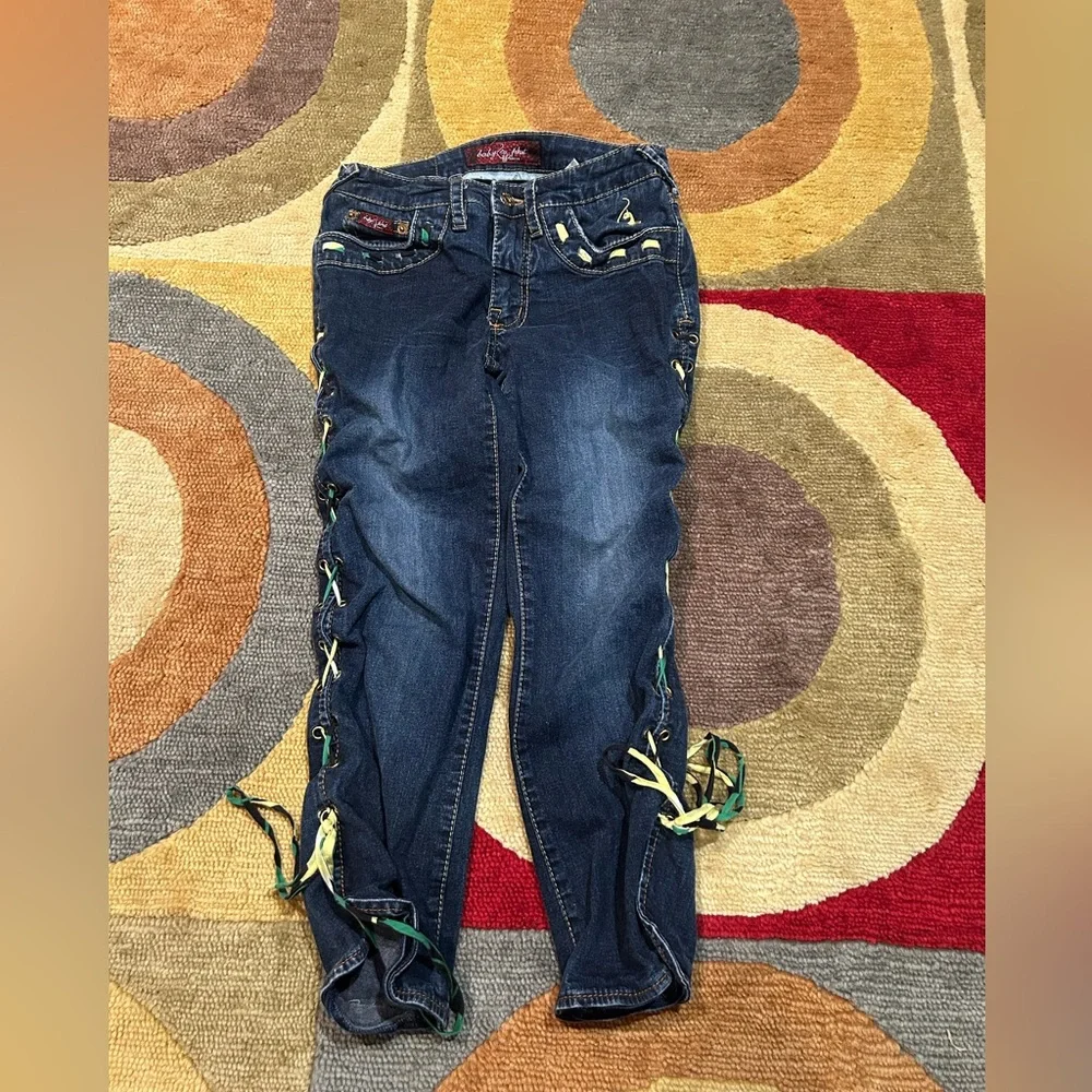 Baby Phat Vintage Retro Y2K Early 2000’s Lace Up Capri Jeans Junior’s Size 1